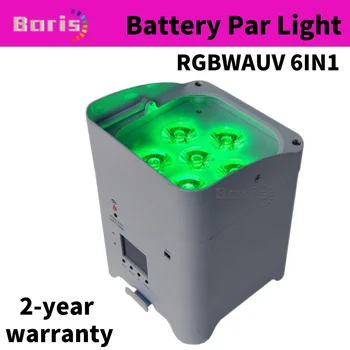 1-28 Безжичен Par-лампа с Батерии 6x18 W RGBWAUV 6IN1 Flightcase с дистанционно управление на 2.4 Ghz Преносим Par led Лампа За Сценични ефекти