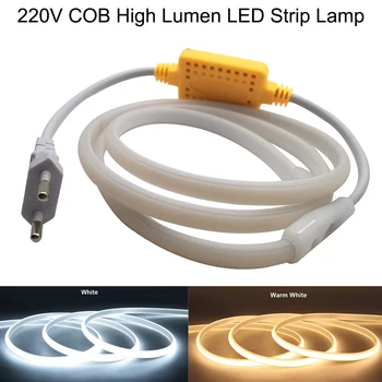 Светодиодна лента с високо люменом, led лампа без регулиране на яркостта, 220 В, водоустойчив, внасяни диод лента COB 1 м-25 м за осветяване на кухненски шкаф