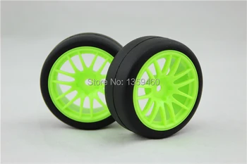 Нов дизайн 4шт RC1/10 Високоскоростни гуми за дрифт Джантата на колелото V14NG отместване 3 мм (зелен материал) подходящ за drift-кола 1:10