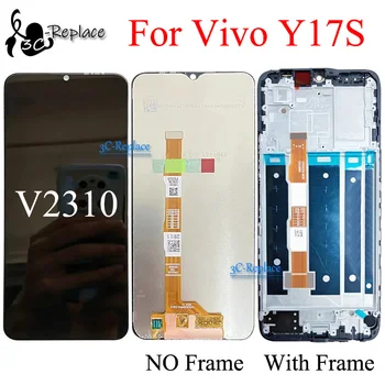 Черно 6,56 инча за Vivo Y17S V2310 LCD сензорен дисплей, Дигитайзер, панел в събирането, замяна /С рамка
