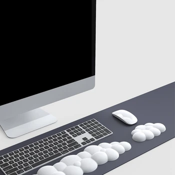 Тампон за китката във формата на облак, материал PU, устойчива на плъзгане гумена основа, пяна с памет ефект за 100 комбинации, 87 клавиши, 68 клавиши, клавиатура, подложка за мишка