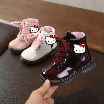 Sanrio/ есенно-зимни детски обувки Hello Kitty за момичета и момчета, модни нескользящие обувки с мека подметка, модни обувки със средна дължина