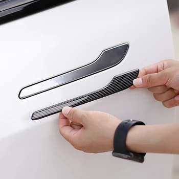 За Tesla Model 3 Стикер на дръжката на вратата с принтом от въглеродни влакна, автомобилни аксесоари, от ABS-пластмаса