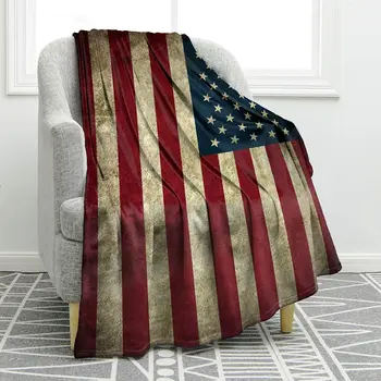 Американският флаг В ивица със Звездите Дизайнер на САЩ Аниме Фланелевое Флисовое юрган за спалня Домашен диван, постилка, която може да се пере