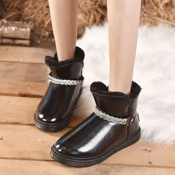 Зимни дамски зимни обувки за дамски обувки 2023, Нова мода, нескользящая водоустойчив плат с удебелени подметки, топли памучни обувки