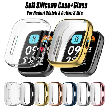 Мек Силиконов Калъф TPU + Стъкло За Redmi Watch 3 Active 3 Lite Smart Watchband Защитно покритие За Redmi Watch 3 Active Lite Case