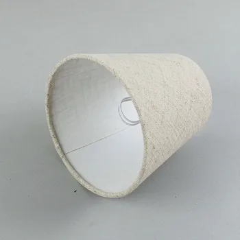 2 ЕЛЕМЕНТА Абажуров от ленена тъкан с диаметър 14 см, модерни лампиони на клипсах