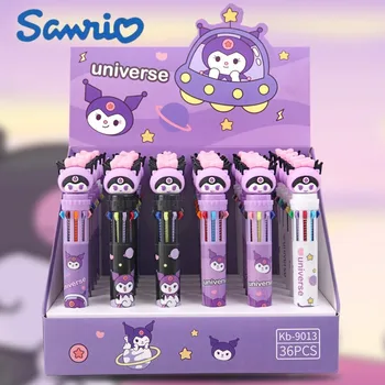 36шт Химикалка писалка Sanrio 10 цвята, скъпа писалка Kuromi My Melody Cinnamoroll, многоцветен дръжка, канцеларски материали, ученически пособия