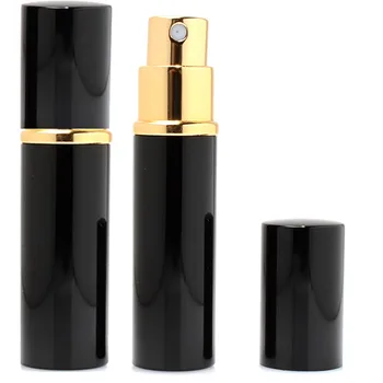 100шт 5 мл парфюм Стъклена облицовка за Еднократна употреба Празен пулверизатор от фин мъгла Обемна опаковката Алуминиев Козметични контейнер в черна обвивка