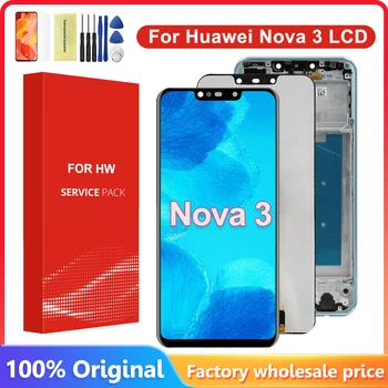 Оригинален 6,3-инчов Дисплей За Huawei Nova 3 LCD дисплей Сензорен Екран С Рамка За Huawei Nova 3 Screen Display PAR-LX1 PAR-LX9 LCD