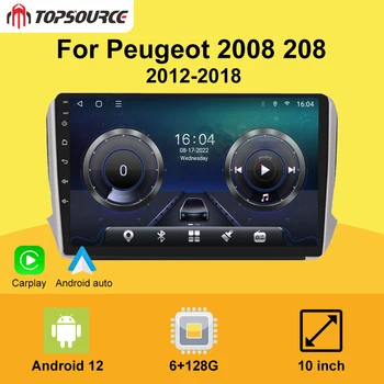 TOPSOURCE TS18 8 Основната 8G + 128G за Peugeot 2008 208 2012 - 2018 Автомагнитола Автомобилен плейър CarPlay WiFi Безжичен Android Auto GPS