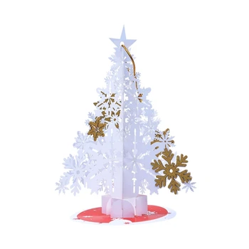 Коледни Картички 3D Прозорец Снежинка Дърво Поздравителна Картичка Картичка С Послание Коледна Украса за Покани за Нова Година 2024