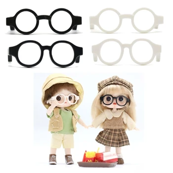 5шт малки кръгли очила, в квадратни рамки очила, без лещи Пластмасови очила за фотосесия за възрастни Очила в черни рамки за момчета