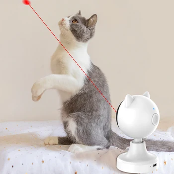 Лазерната играчка за котка, играчки за упражнения в червената точка, акумулаторна чрез USB Електронна играчка за котки, въртящата се в бърз / бавен режим за домашни котки