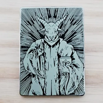 Брошка бог Бафомет с книгата, икона демон с глава на зъл коза, эмалевые игли, бижута