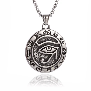 Ретро Египетски Очите Планина Руническая Медал Висулка Колие за Мъже Жени Щастлив Амулет Бижута Подарък
