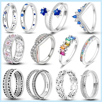 Сребро проба 925, Дъгата цвете, пръстен с стрекозой, оригинални Цветни пръстени в ретро стил с цирконовым нокът V-образна форма са за жени, луксозни бижута за пръстите, подарък