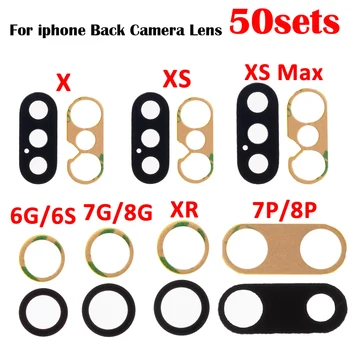 50 комплекти Стъкло на Задната Камера за iPhone X 7 8 Plus 6 6S 6 Plus 7G-8G 6G 7Plus Покриване на Задния Обектив на Камерата 3M Стикер на Притежателя на резервни Части