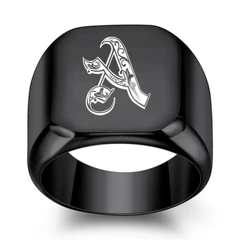 Modyle Нови Начални пръстени A-Z за жени в стил пънк, винтажное годежен пръстен от неръждаема стомана, трендови бижута аксесоари за двойки Balck, подарък