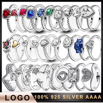 Пръстен 3 Пръстени от 100% на този сребро 925 проба за жените, оригинален лого, Фини пръстени от разноцветного кристал, Висококачествени бижута за подарък