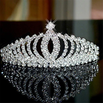 Изискана Короната Елегантна Сватбена принцеса за младоженци С кристали, Диадема за коса, Crown, прическа
