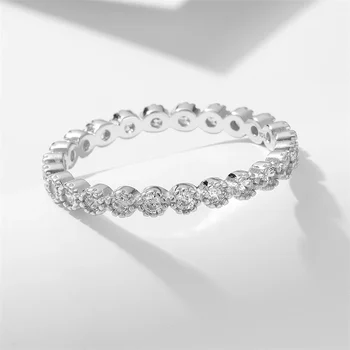 Луксозни пръстени за пръстите от истинско сребро 925 проба за жени, Пенливи Прозрачно Годежен пръстен с фианитами, Изискани бижута