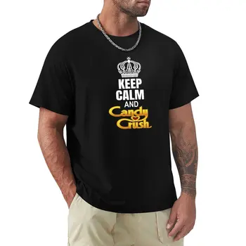 Keep Спокойно and Candy Crush | Тениска на Dark Apparel, къса тениска kawaii, тениска на поръчка, мъжки тениски, голям и висок растеж