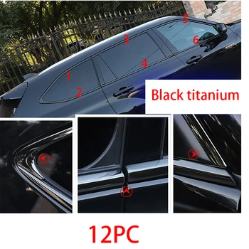 12ШТ за Toyota Highlander 2020 2021 2022 2023 CROWN KLUGER Черна дограма от неръждаема стомана, апликации за украса на прозорци, корнизи